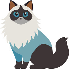 beautiful ragdoll cat icon on transparent background