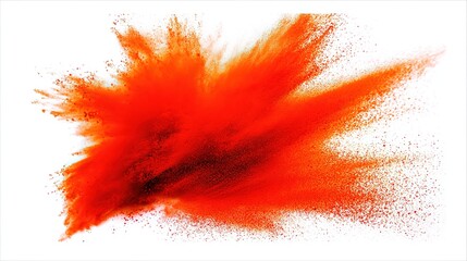 reaction. Dramatic red powder explosion against white, captured with dynamic motion blur. event key visuals, club posters, designed for fitness apps and gym onboarding, drives event promotion.