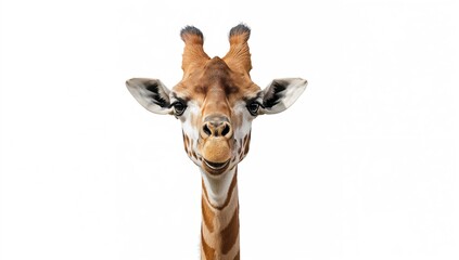 Naklejka premium A lone giraffe with a playful expression