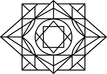 Geometric Design with Squares Triangles and Circles Black and White Pattern Abstract Modern Art Minimalist Illustration Decorative Motif Graphic Element for Backgrounds Templates and Creative Projects