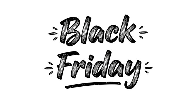 Black friday handwritten text isolated on white background, a popular shopping event with special offers and discounts