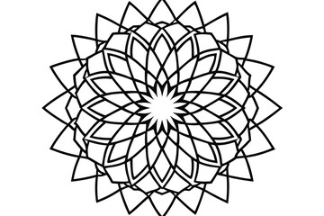 Obraz premium Intricate Mandala Design with Geometric Petals for Coloring Pages and Artistic Backgrounds a Captivating Abstract Art Piece in Black and White