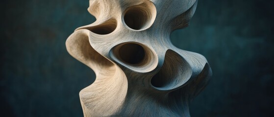 Abstract stone sculpture organic forms and circular holes
