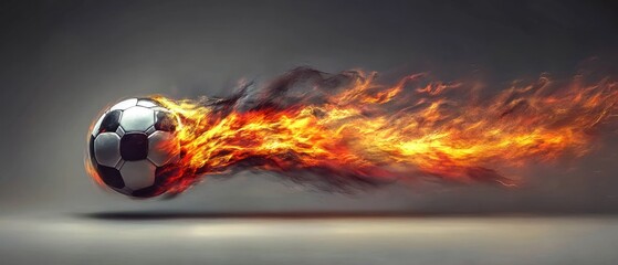 Fiery soccer ball in motion dynamic sports image