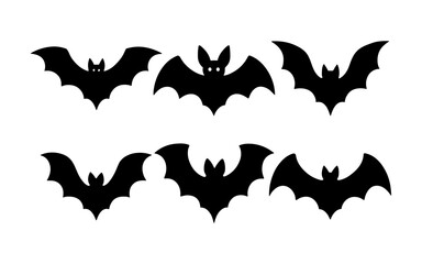 Silhouette bats collection for halloween designs and decorations