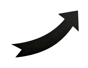  One black paper arrow isolated on white background