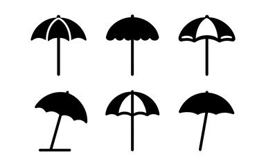 Obraz premium Set of black silhouette beach umbrellas in minimalist design