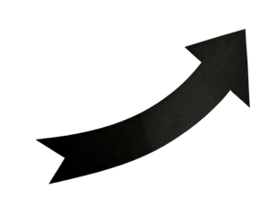  One black paper arrow isolated on white background
