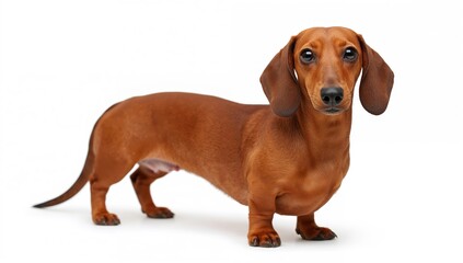 Isolated Dachshund Against a White Backdrop