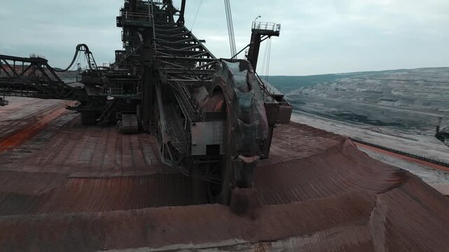 4K Aerial of Worlds biggest Excavator 293 in Hambach Mine Germany 2