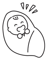 ごきげんな生まれたての赤ちゃん_線画