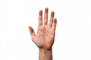 Naklejka premium Close-up of a man's soiled palms against a white backdrop with empty space