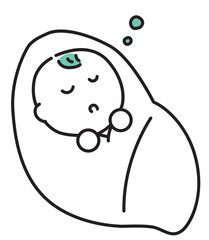 スヤスヤ眠る生まれたての赤ちゃん_単色