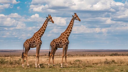 Two male giraffes in a desert wildlife reserve