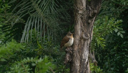 Obraz premium Feathered creature perched amidst lush foliage