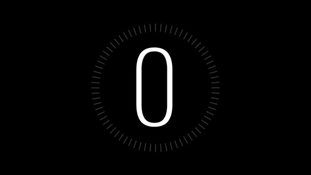 5-second countdown animation inside dashed circle on black background