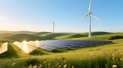 Renewable Energy Solutions with Solar Panels and Wind Turbines