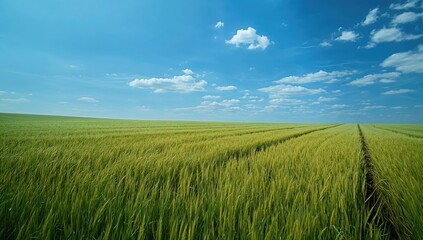 Obraz premium Lush green lawn under a clear azure sky