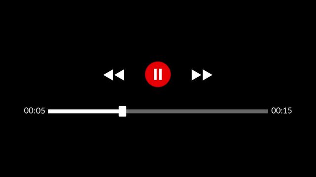 Music player scroll bar animation on black background in 4K resolution