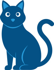 cute russian blue cat silhoutte icon on transparent background.