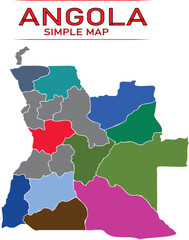 Fototapeta premium angola map - High detailed blue map with counties/regions/states of angola. angola map isolated on transparent background.