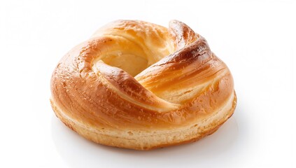 Close-up view of flaky pastries on a white backdrop