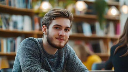 A student raising their hand in class.
