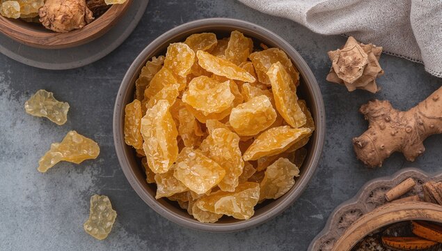 Organic ginger root transformed into a fresh, healthy treat with a delightful blend of spicy and sweet flavors