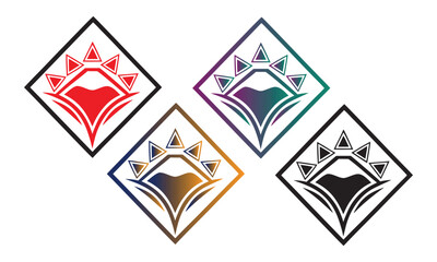 A Vintage badge design set. A set of vector icons based on circular shapes. Includes geometric elements, round symbols designs for use in logos, graphics, and technology concepts.