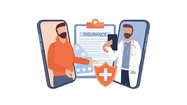 Patient discussing insurance policy with doctor via video call