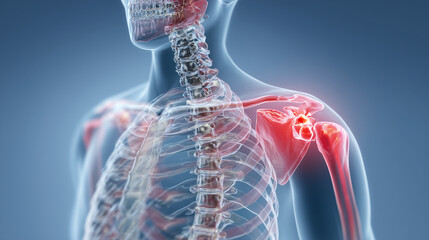 3d rendered illustration of a painful shoulder