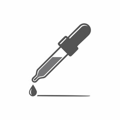 Fototapeta premium Gray scale dropper with liquid and single droplet. Science, medicine, research concept.