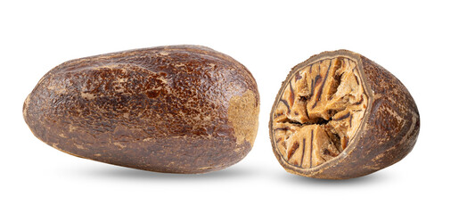 Dry nutmeg isolated on transparent png ( image from camera )