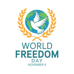 Obraz premium World freedom day november 9th with dove and globe emblem
