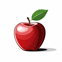 red apple with leaf isolated on white background