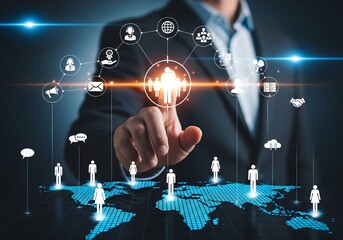 A Photorealistic Interface Guides Global Collaboration, Connecting People and Ideas Through Cutting-Edge Digital Technology for Enhanced Communication and Innovation.