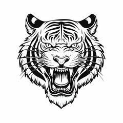 Fierce tiger head roaring aggressive wild animal power symbol vector art vector