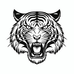 Fierce tiger head roaring aggressive wild animal power symbol vector art vector