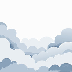 Light Blue Watercolor Clouds Abstract Background on White with Soft Texture