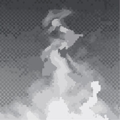 Abstract wispy smoke cloud texture background with soft glowing light effect for creative design isolated on transparent background