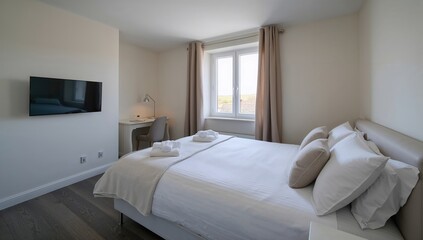 Spacious bed in a compact room, cozy and budget-friendly rental with Airbnb vibes