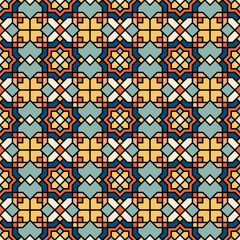 Colorful islamic abstract geometric shape seamless pattern background vintage retro style