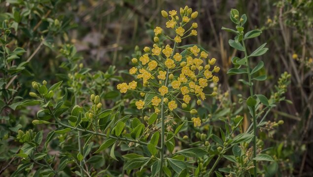Invasive Oxalis pes-caprae Flower in Natural Green Setting with Yellow Pistil
