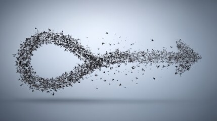 Abstract representation of a key formed from particles and debris, symbolizing unlocking opportunities, creativity, and innovation in various fields.