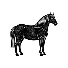 Vector illustration of a horse with a woodblock print/seal stamp aesthetic