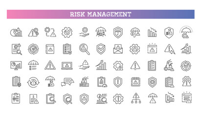 Risk management icon collection set