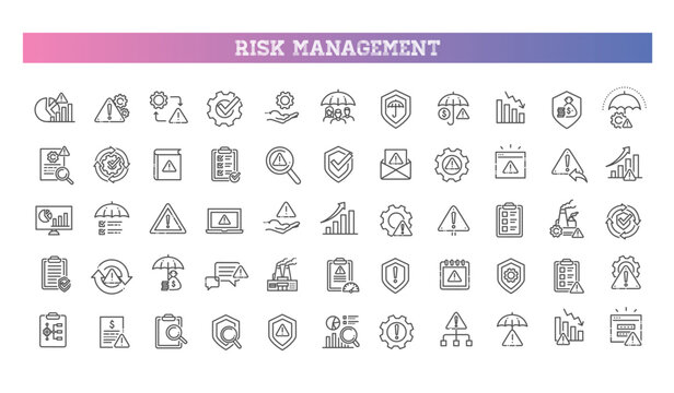 Risk management icon collection set