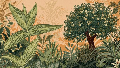 Texture and pattern of the birdlime plant in a natural setting during spring and summer