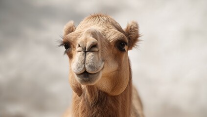 Obraz premium Detailed close-up of a desert-dwelling camel in captivity