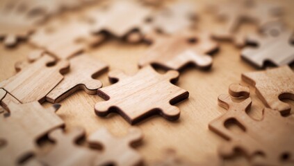 Detailed view of puzzle fragments